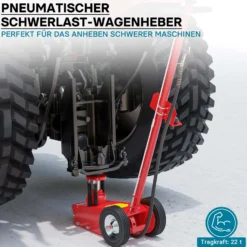 Wiltec Pneumatischer Rangierwagenheber 22 t, 245-535 mm, Fahrbar, mit Druckaufsätzen, Druckluft Wagenheber für Lkw Kfz und Werkstatt