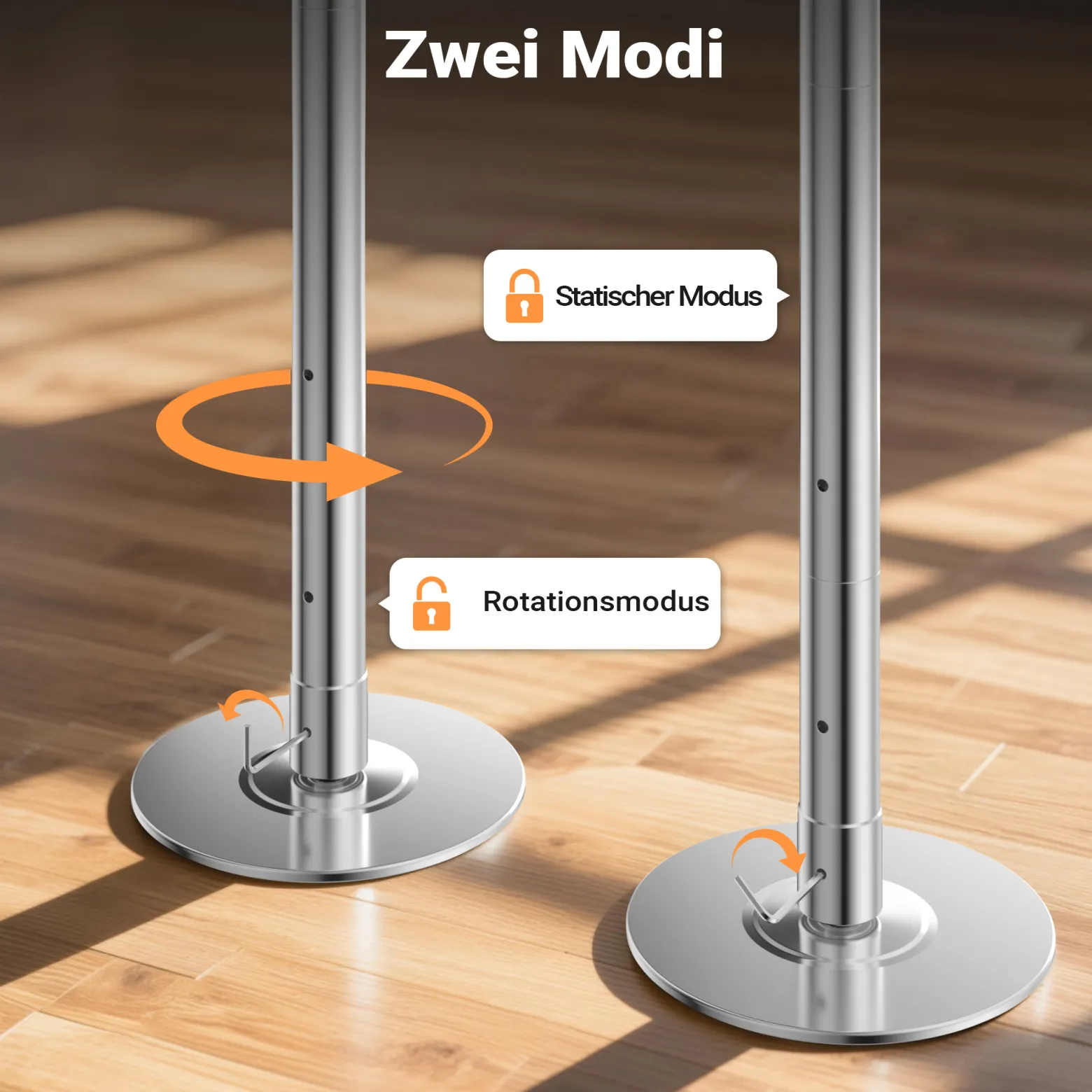 Wiltec Pole Dance Profi Tanzstange Ø 45 mm, höhenverstellbar von 2,31-2,74 m, aus Stahl, Montage ohne Bohren, Fitnessstange, Tabeldance Stange