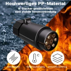 Wiltec 7-poliger Stecker Typ N, robuster Anhängerstecker, Kabelstecker für KFZ, zuverlässige Stromversorgung für Anhänger und Wohnwagen