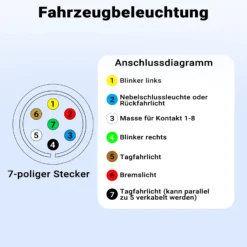 Wiltec 7-poliger Stecker Typ N, robuster Anhängerstecker, Kabelstecker für KFZ, zuverlässige Stromversorgung für Anhänger und Wohnwagen