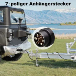 Wiltec 7-poliger Stecker Typ N, robuster Anhängerstecker, Kabelstecker für KFZ, zuverlässige Stromversorgung für Anhänger und Wohnwagen