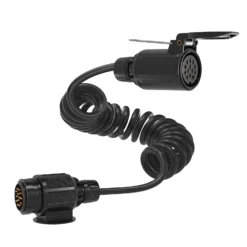 Wiltec 8-poliges Spiralkabel 3 m, Anhängerkabel PU, robustes Elektrokabel Stecker und Buchse, flexibles Verlängerungskabel, Kabel für Anhänger und Wohnwagen