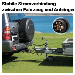 Wiltec 7-poliges Verlängerungskabel 3 m, Anhängerkabel PVC, robustes Elektrokabel mit 2 Steckern, 7-adriges Kabel für Anhänger und Wohnwagen