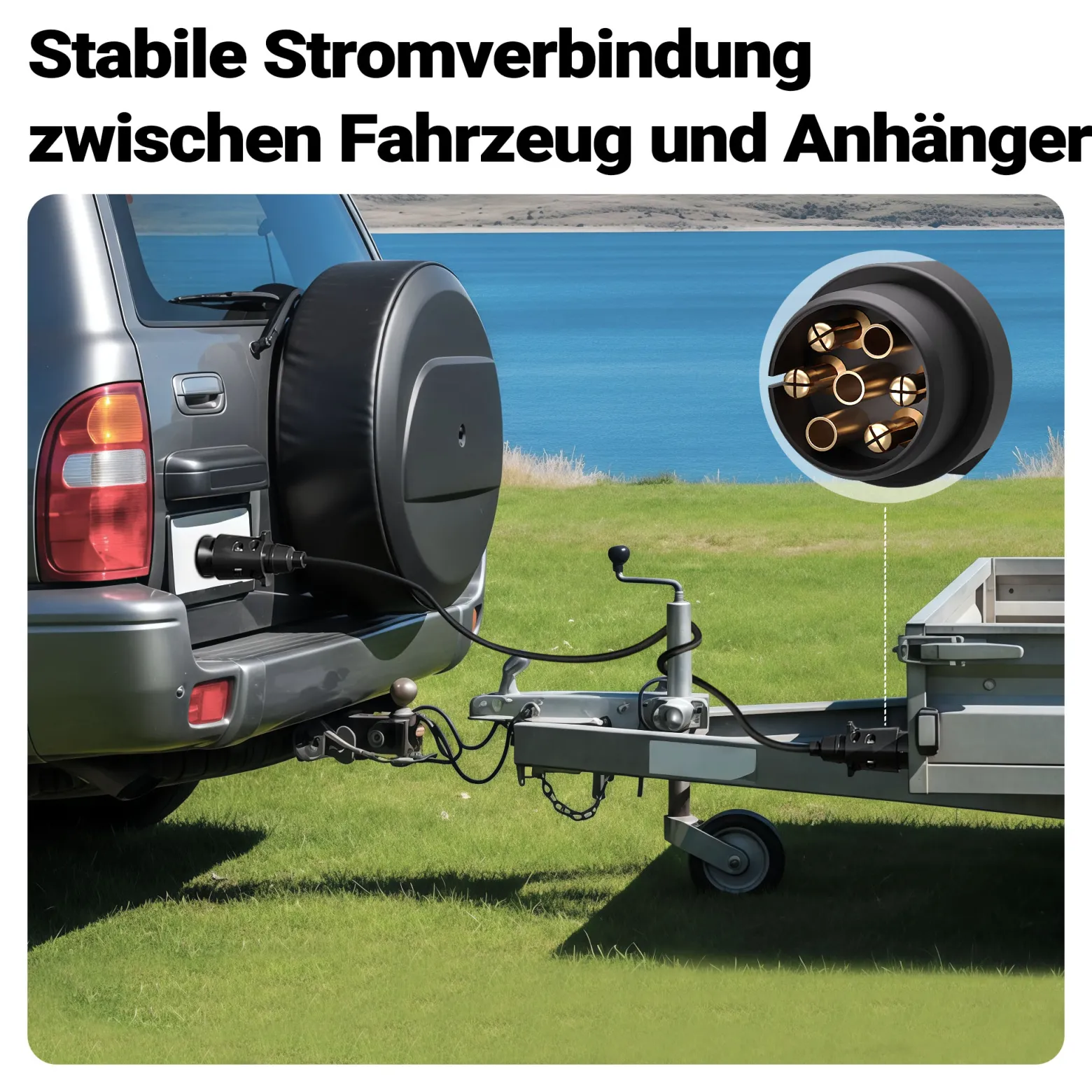 Wiltec 7-poliges Verlängerungskabel 3 m, Anhängerkabel PVC, robustes Elektrokabel mit 2 Steckern, 7-adriges Kabel für Anhänger und Wohnwagen