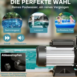 WilTec Poolpumpe 28800 l/h 1300 W Schwimmbadpumpe Filterpumpe Umwälzpumpe