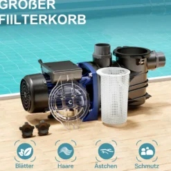 Wiltec Pool Pumpe 15000 l/h 750 W Schwimmbadpumpe Filterpumpe Umwälzpumpe Pool