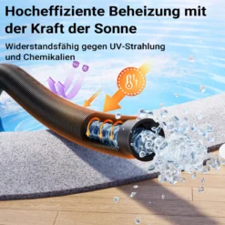 Wiltec Poolschlauch 21 m ⌀38 mm, Schwimmbadschlauch mit Muffen, Pumpenschlauch für Schwimmbecken, Saugschlauch, Solarschlauch