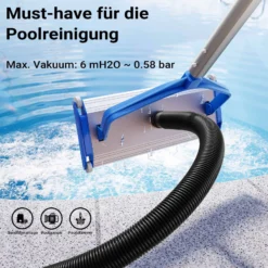 Wiltec Poolschlauch 15 m ⌀32 mm, Schwimmbadschlauch mit Muffen, Pumpenschlauch für Schwimmbecken, Saugschlauch, Solarschlauch