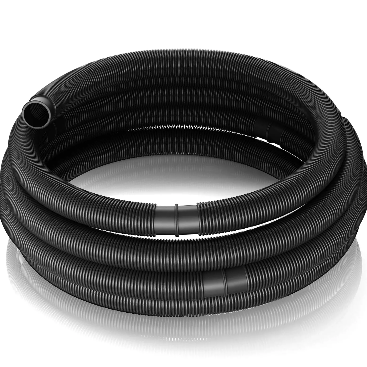 Wiltec Poolschlauch 12 m ⌀32 mm, Schwimmbadschlauch mit Muffen, Pumpenschlauch für Schwimmbecken, Saugschlauch, Solarschlauch