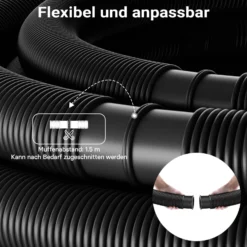 Wiltec Poolschlauch 6 m ⌀32 mm, Schwimmbadschlauch mit Muffen, Pumpenschlauch für Schwimmbecken, Saugschlauch, Solarschlauch