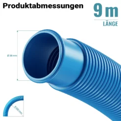 Wiltec Poolschlauch 9 m ⌀38 mm, Schwimmbadschlauch mit Muffen, Pumpenschlauch für Schwimmbecken, Saugschlauch, Solarschlauch