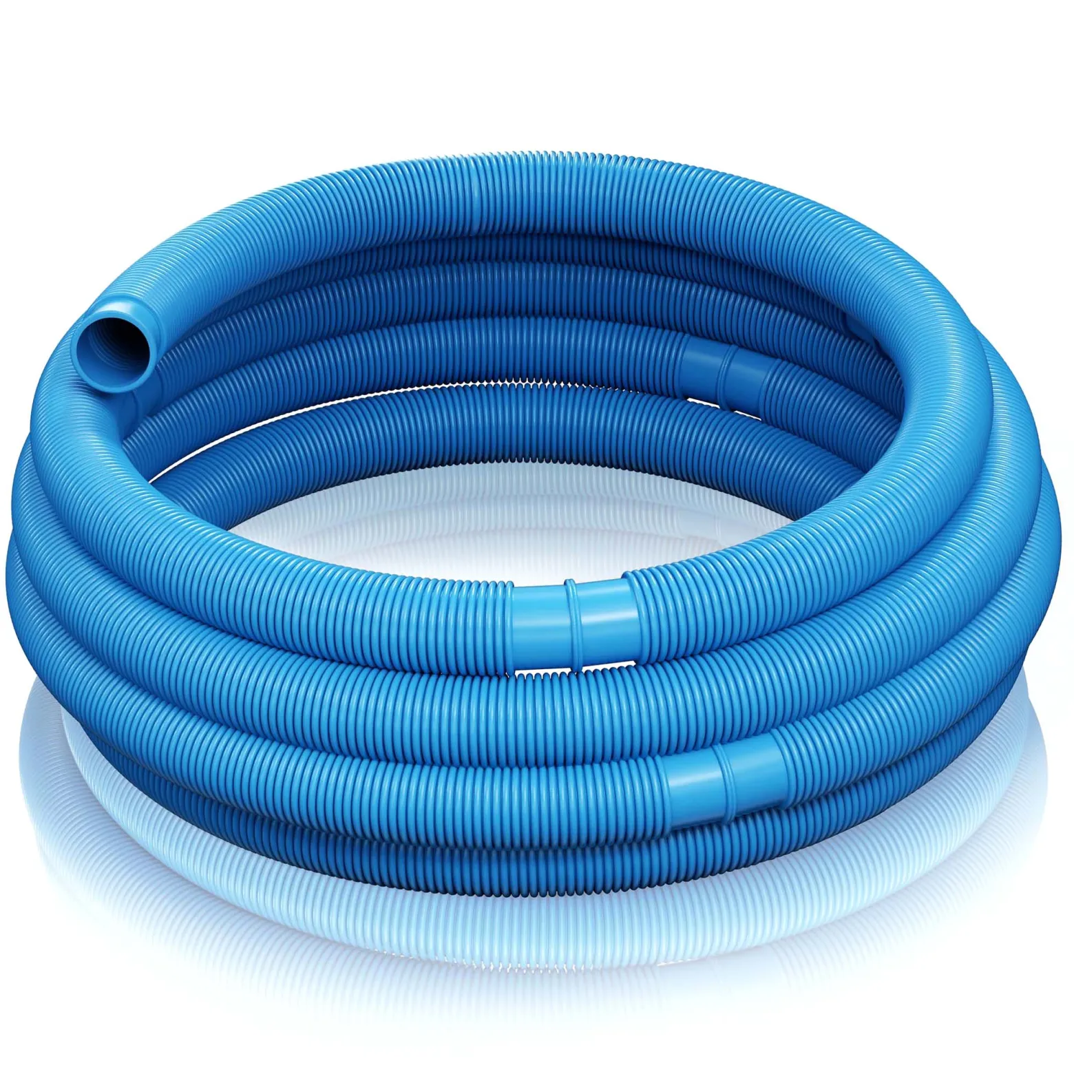Wiltec Poolschlauch 15 m ⌀38 mm, Schwimmbadschlauch mit Muffen, Pumpenschlauch für Schwimmbecken, Saugschlauch, Solarschlauch