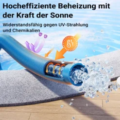 Wiltec Poolschlauch 21 m ⌀38 mm, Schwimmbadschlauch mit Muffen, Pumpenschlauch für Schwimmbecken, Saugschlauch, Solarschlauch