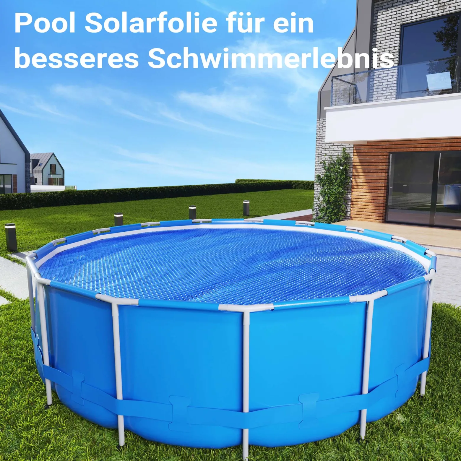 Wiltec Pool Solarfolie Ø 5 m, blau, Poolheizung aus 120 µ starkem PE Film, Poolabdeckung Poolplane Solarplane rund