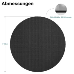 Wiltec Pool Solarfolie Ø 3,6 m, schwarz, Poolheizung aus 400 µ starkem PE Film, Poolabdeckung Poolplane Solarplane rund