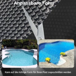Wiltec Pool Solarfolie Ø 3,6 m, schwarz, Poolheizung aus 140 µ starkem PE Film, Poolabdeckung Poolplane Solarplane rund