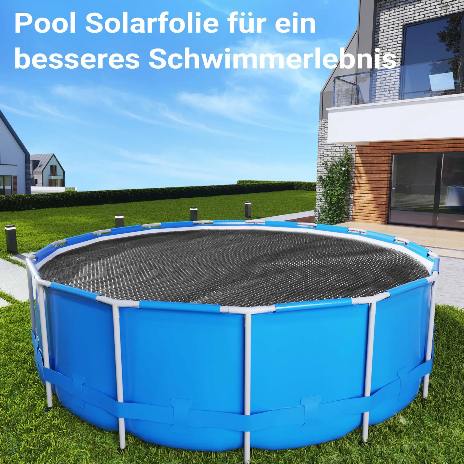 Wiltec Pool Solarfolie Ø 3,6 m, schwarz, Poolheizung aus 140 µ starkem PE Film, Poolabdeckung Poolplane Solarplane rund