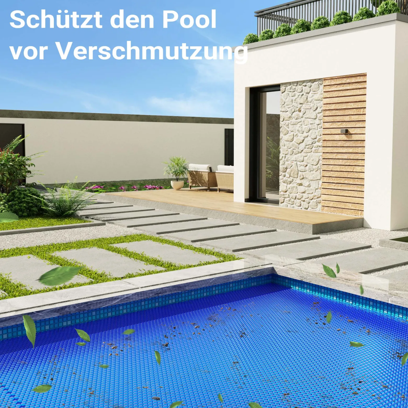Wiltec Pool Solarfolie 5 x 8 m, blau, Poolheizung aus 400 µ starkem PE Film, Poolabdeckung Poolplane Solarplane rechteckig