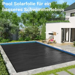 Wiltec Pool Solarfolie 5 x 8 m, schwarz, Poolheizung aus 140 µ starkem PE Film, Poolabdeckung Poolplane Solarplane rechteckig
