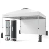 Wiltec Pop up Pavillon 3 x 3 m weiß mit Seitenteil, Faltpavillon mit Rädern und „One Push“-Technologie, Gartenpavillon mit höhenverstellbaren Beinen