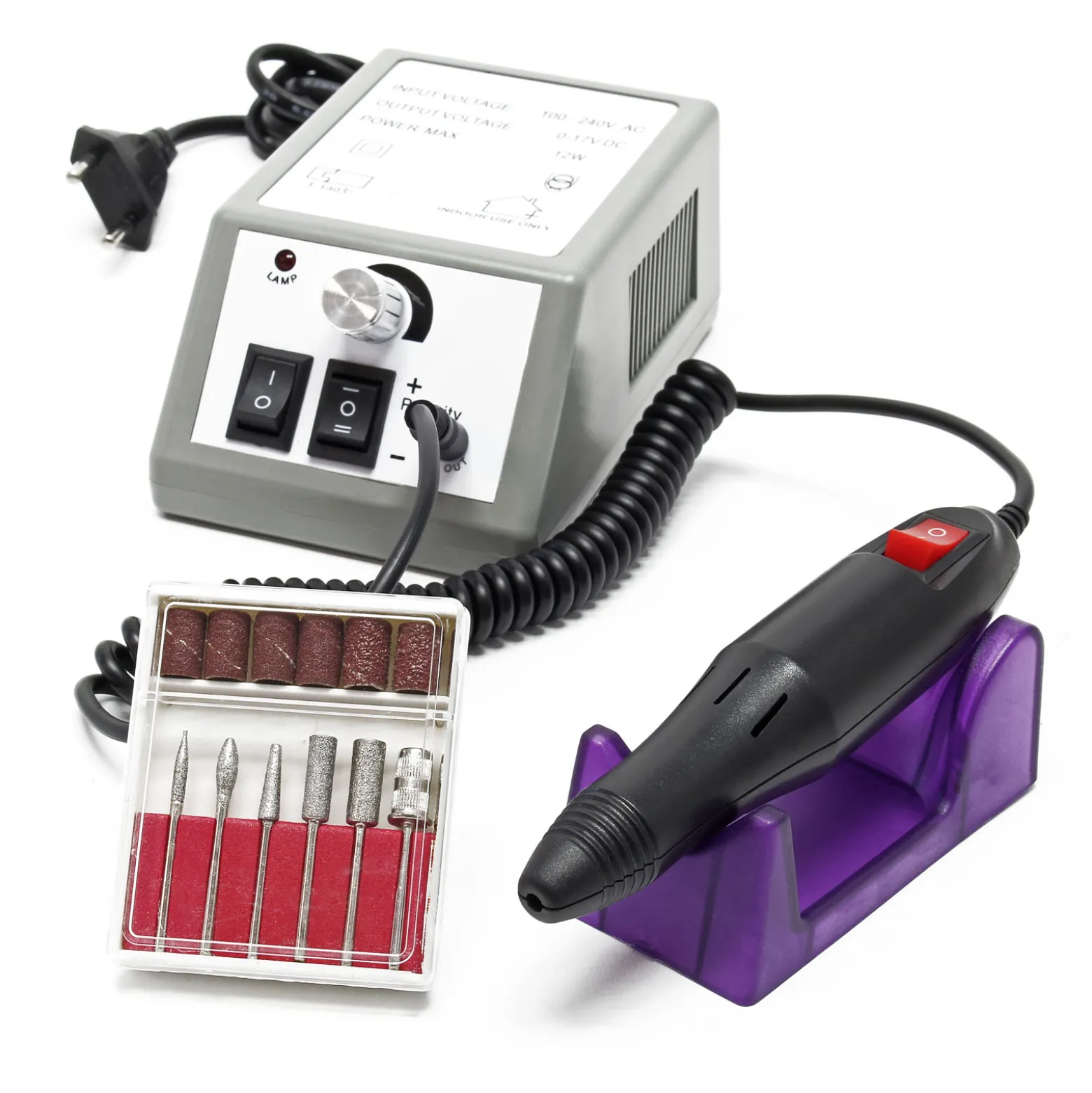 Wiltec Profi Nagelfräser Set 20.000 U/min, Elektrisch Nagefräse für Pediküre Maniküre Nail Art Nagelkosmetik, 6 Bits und 6 Aufsätze, Nagelschleifer