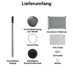Wiltec Präsentationsständer höhenverstellbar 88-138 cm, Infoständer für A3, Aufsteller Aluminium & Stahl, Werbeaufsteller vielseitig einsetzbar