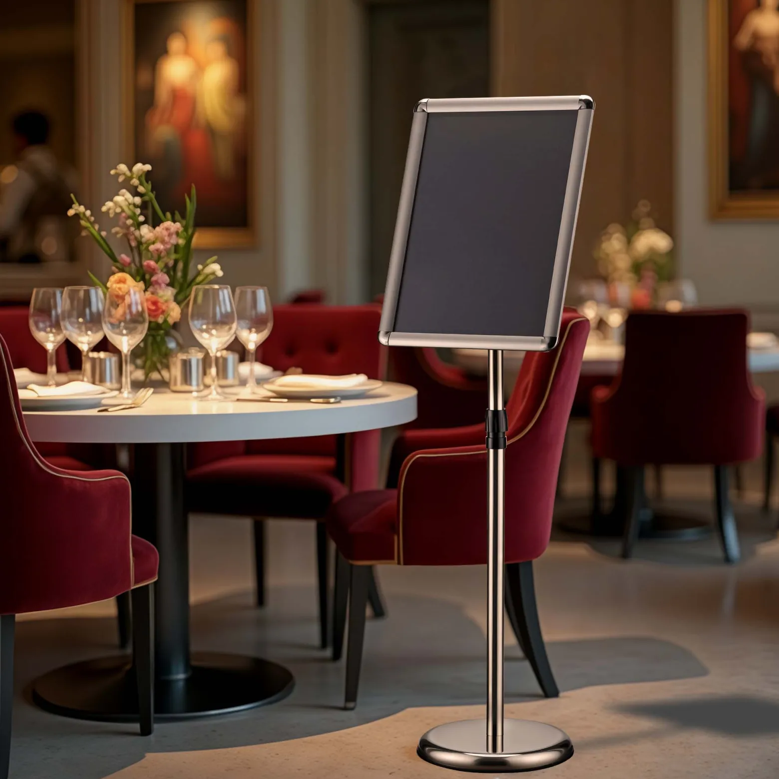Wiltec Präsentationsständer höhenverstellbar 88-138 cm, Infoständer für A3, Aufsteller Aluminium & Stahl, Werbeaufsteller vielseitig einsetzbar