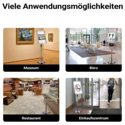 Wiltec Präsentationsständer höhenverstellbar 88-138 cm, Infoständer für A3, Aufsteller Aluminium & Stahl, Werbeaufsteller vielseitig einsetzbar