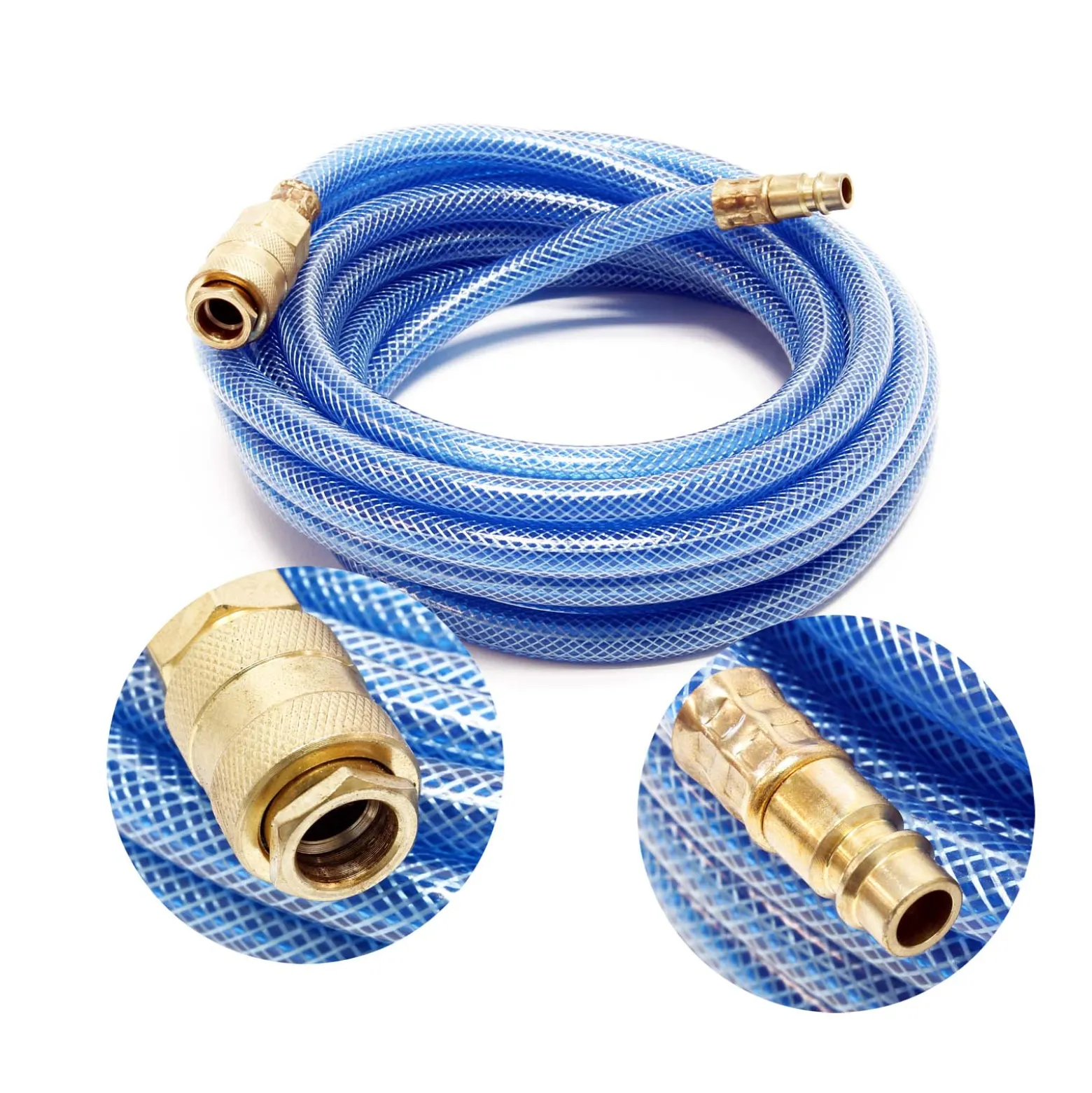 Wiltec PVC Druckluftschlauch 5 m bis max. 60 bar, Kompressorschlauch mit Schnellkupplung, Gewebeschlauch für alle gängigen Kompressoren, Luftschlauch