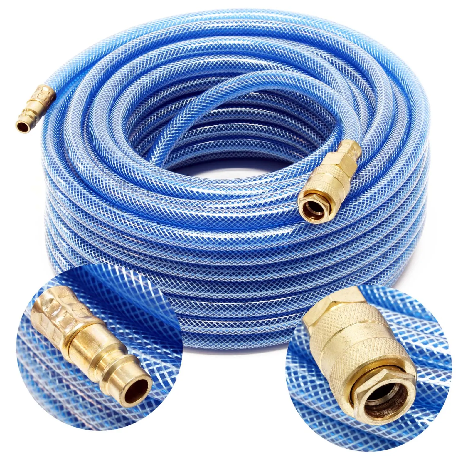 Wiltec PVC Druckluftschlauch 20 m bis max. 60 bar, Kompressorschlauch mit Schnellkupplung, Gewebeschlauch für alle gängigen Kompressoren, Luftschlauch