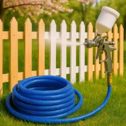 Wiltec PVC Druckluftschlauch 20 m bis max. 60 bar, Kompressorschlauch mit Schnellkupplung, Gewebeschlauch für alle gängigen Kompressoren, Luftschlauch