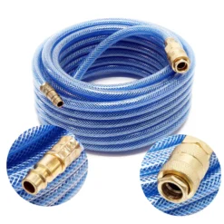Wiltec PVC Druckluftschlauch 10 m bis max. 60 bar, Kompressorschlauch mit Schnellkupplung, Gewebeschlauch für alle gängigen Kompressoren, Luftschlauch