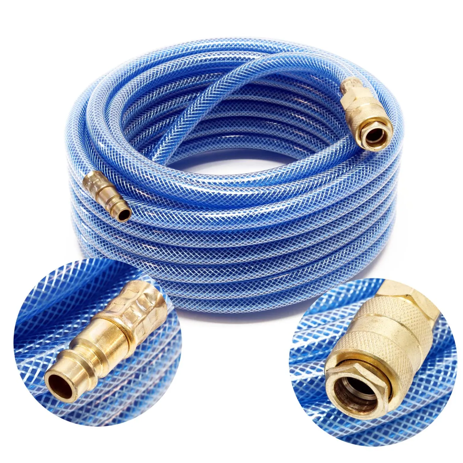 Wiltec PVC Druckluftschlauch 10 m bis max. 60 bar, Kompressorschlauch mit Schnellkupplung, Gewebeschlauch für alle gängigen Kompressoren, Luftschlauch