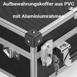 Wiltec PVC Universalkoffer 32x23x16 cm, PVC-Box abschließbar für Aufbewahrung und Transport von Werkzeug, Dokumenten usw., mit Griff und Tragegurt, Alu-Rahmen