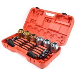 Wiltec Radlager Gummibuchsen Abzieher Set 26 teilig zum Wechsel/Ausbau von Radlagern und Fahrwerksbuchsen, mit Druckplatten, Druckspindeln und Druckhülsen