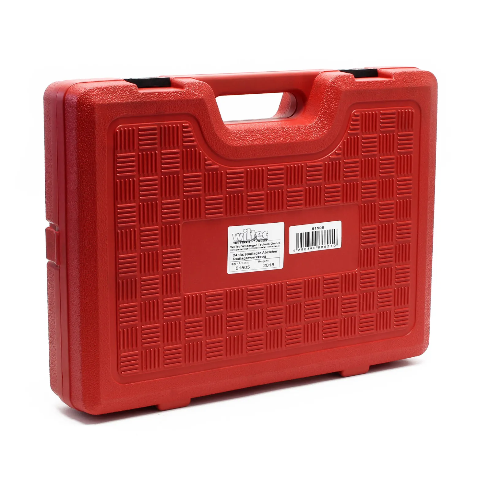 Wiltec Radlager Werkzeug Satz 24 teilig, Druckplatten 55-88 mm, Abziehglocken, Gewindespindel, Radlagerabzieher für Kfz mit Vorderradantrieb im Koffer