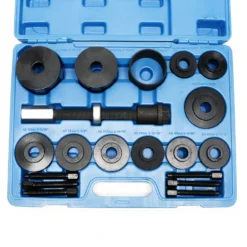 Wiltec Radlager Werkzeug Satz 19 teilig, Druckplatten 55,5-84 mm, Gewindespindel, Druckhülsen, Radlagerabzieher für Kfz im Koffer