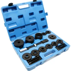 Wiltec Radlager Werkzeug Satz 19 teilig, Druckplatten 55,5-84 mm, Gewindespindel, Druckhülsen, Radlagerabzieher für Kfz im Koffer
