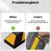 Wiltec Radstopper 165 x 15 x 10 cm, Einparkhilfe aus Gummi, Parkplatzbegrenzung mit gelben Reflexionsstreifen & Schraubrillen, Parkplatzsperre für Garage