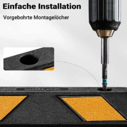 Wiltec Radstopper 55 x 15 x 10 cm, 2x Einparkhilfe aus Gummi, Parkplatzbegrenzung mit gelben Reflexionsstreifen & Schraubrillen, Parkplatzsperre für Garage