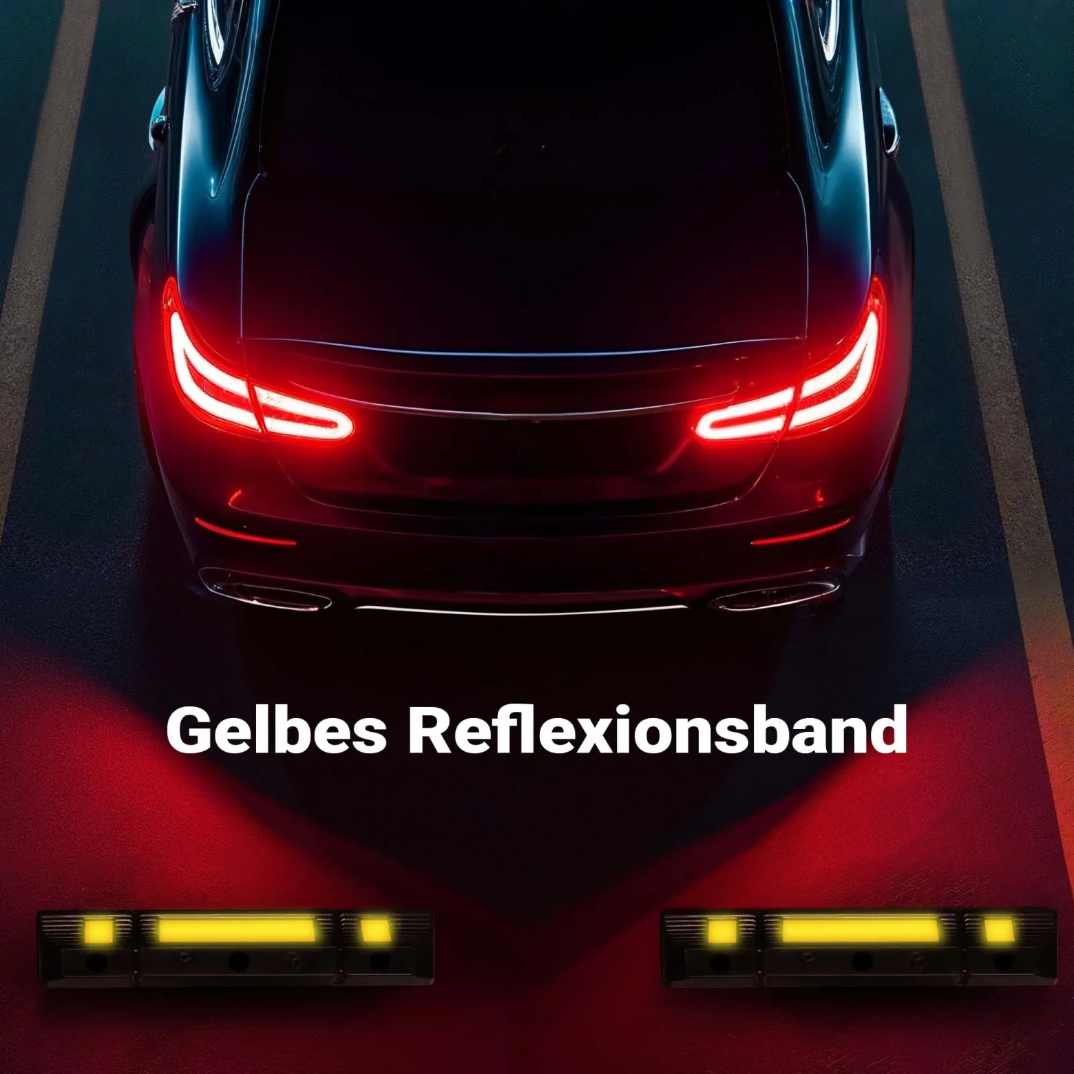 Wiltec Radstopper 60 x 12 x 8 cm, 2x Einparkhilfe aus Gummi, Parkplatzbegrenzung mit gelben Reflexionsstreifen & Schraubrillen, Parkplatzsperre für Garage