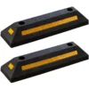 Wiltec Radstopper 56 x 15 x 10 cm, 2x Einparkhilfe aus Gummi, Parkplatzbegrenzung mit gelben Reflexionsstreifen & Schraubrillen, Parkplatzsperre für Garage