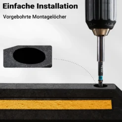 Wiltec Radstopper 56 x 15 x 10 cm, 2x Einparkhilfe aus Gummi, Parkplatzbegrenzung mit gelben Reflexionsstreifen & Schraubrillen, Parkplatzsperre für Garage