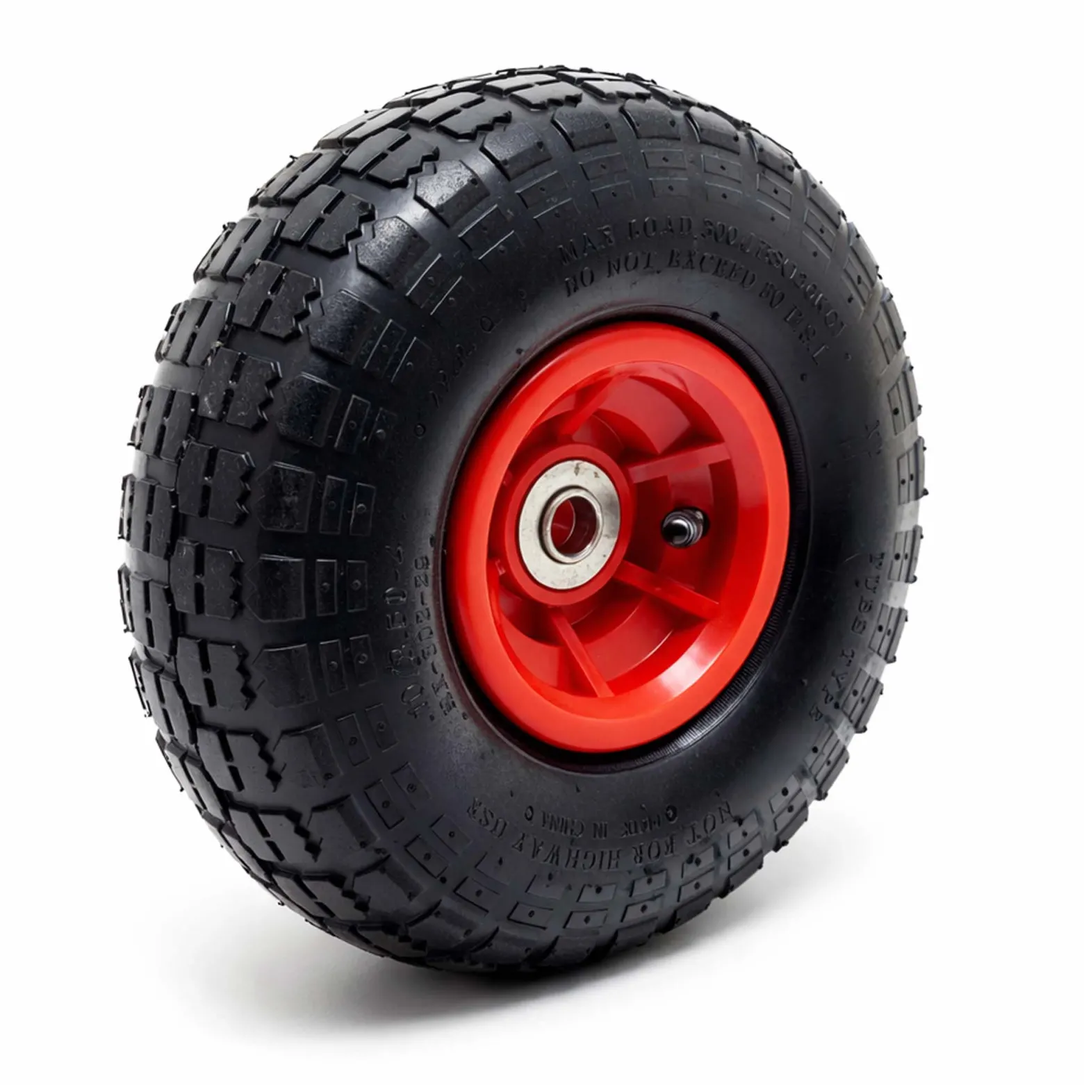 Wiltec Rad 4.10/3.50-4 85 x 250 mm 136 kg, Schubkarren Komplettrad mit Kunststofffelge, Winkelventil, Luftreifen für Sackkarre, Bollerwagen u.a .