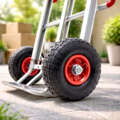 Wiltec Rad 4.10/3.50-4 85 x 250 mm 136 kg, Schubkarren Komplettrad mit Kunststofffelge, Winkelventil, Luftreifen für Sackkarre, Bollerwagen u.a .
