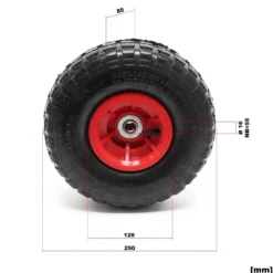 Wiltec Rad 4.10/3.50-4 85 x 250 mm 136 kg, Schubkarren Komplettrad mit Kunststofffelge, Winkelventil, Luftreifen für Sackkarre, Bollerwagen u.a .
