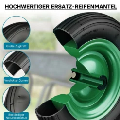Wiltec Rad 3.50-8 370-380 x 80-100 mm 120 kg, Schubkarren Komplettrad mit Metallfelge, Winkelventil, Luftreifen für Sackkarre, Bollerwagen u.a .