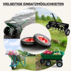 Wiltec Rad 4.00-8 400 x 100 mm 160 kg, Schubkarren Komplettrad mit Stahlfelge, Winkelventil, Luftreifen für Sackkarre, Bollerwagen u.a .