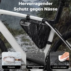 Wiltec Rahmentasche Dreieckstasche 23 x 6 x 20 cm mit 1,5 l Fassungsvermögen, wasserrabweisende Fahrradtasche