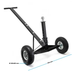 Wiltec Rangierhilfe für Wohnwagen bis 270 kg, Rangierwagen mit Kupplungskugel und Handgriff für Anhänger, Trailer und Camper